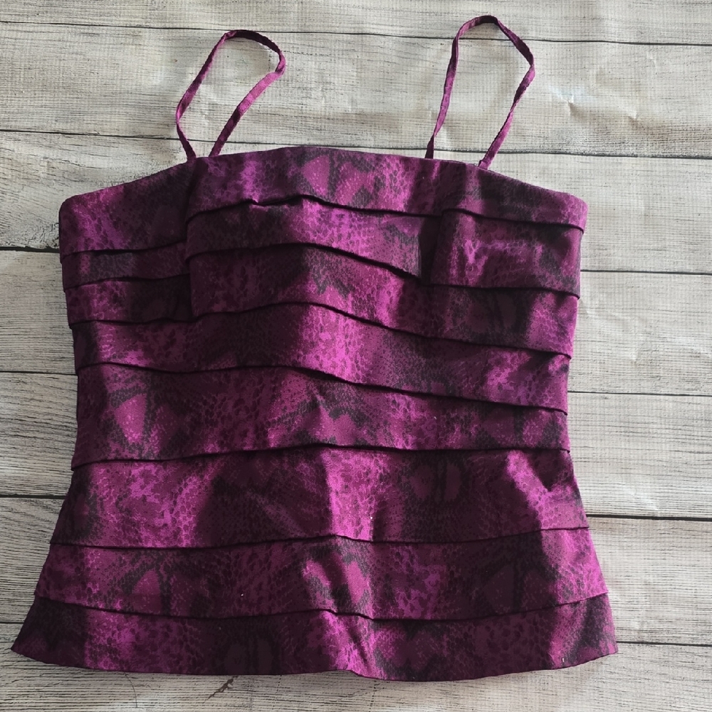 White House Black Market Tiered Magenta Camisole